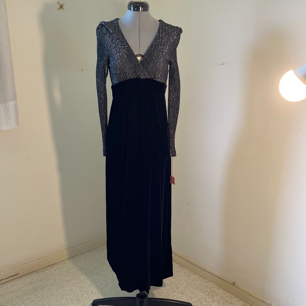 Elegant Vintage black velvet shimmery dress gown